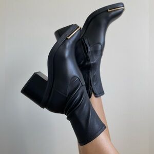 Alexander Wang black gold accent ankle boots leather shoes